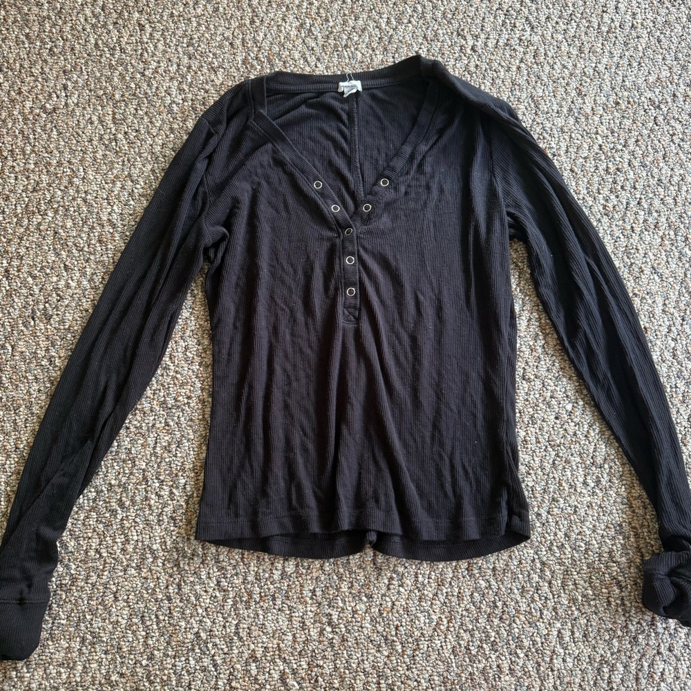 Garage Black Button Down Long Sleeve Top